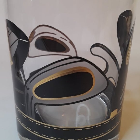 VINTAGE BLACK AND GOLD GOLF CLUB DOUBLE OLD FASHION GLASSES (Set of 4) - Picture 3 of 7